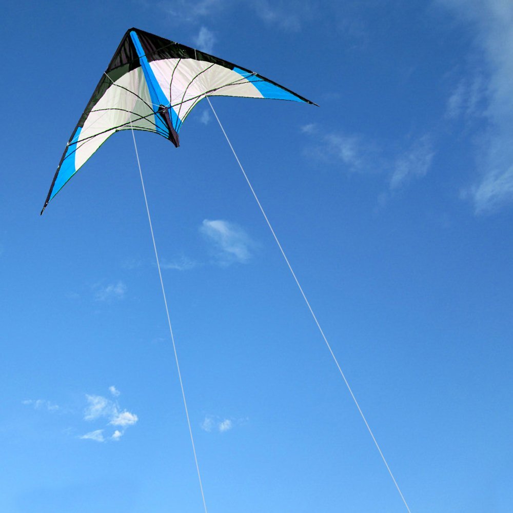 Unique Kites 48 Inch Blue Professional Dual Line Stunt Kite with Handle and Line for Exceptional Flying