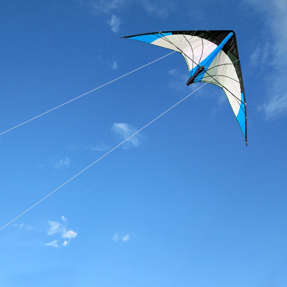Unique Kites 48 Inch Blue Professional Dual Line Stunt Kite with Handle and Line for Exceptional Flying