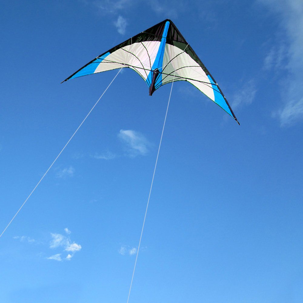 Unique Kites 48 Inch Blue Professional Dual Line Stunt Kite with Handle and Line for Exceptional Flying