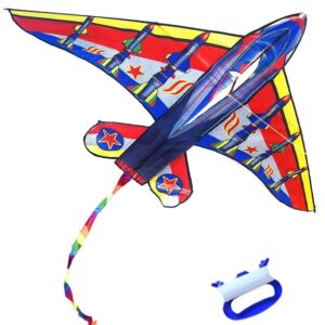 Airplane Kite for Kids - 63-Inch Fun Sports Kite with Handle and Line