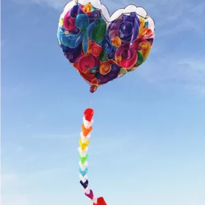 Inflatable Nylon Adult Kite - Heart Kite Design | Tear-Resistant, Easy-to-Fly Cometa Gigante for Kids | Soft, Heart-Shaped Soaring Experience