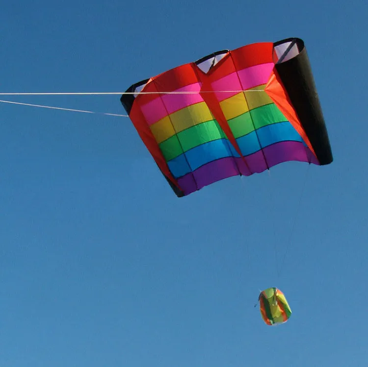 Single Line Rainbow Kite with Handle and String - Ideal for Outdoor Fun Sports, Easy and Good Flying Experience