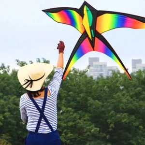 Colorful Rainbow Bird Kites for Kids with Nylon Construction and Snake Flying Line - Fun Children's Toy Kites