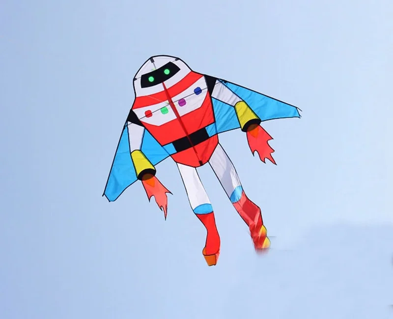 Kite Reel Line - 2m Robot Kite for Children - Perfect Windshock 3D Doos Vlieger Kite - Ultimate Kites for Adults