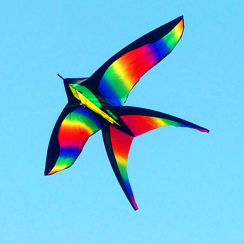 Colorful Rainbow Bird Kites for Kids with Nylon Construction and Snake Flying Line - Fun Children's Toy Kites
