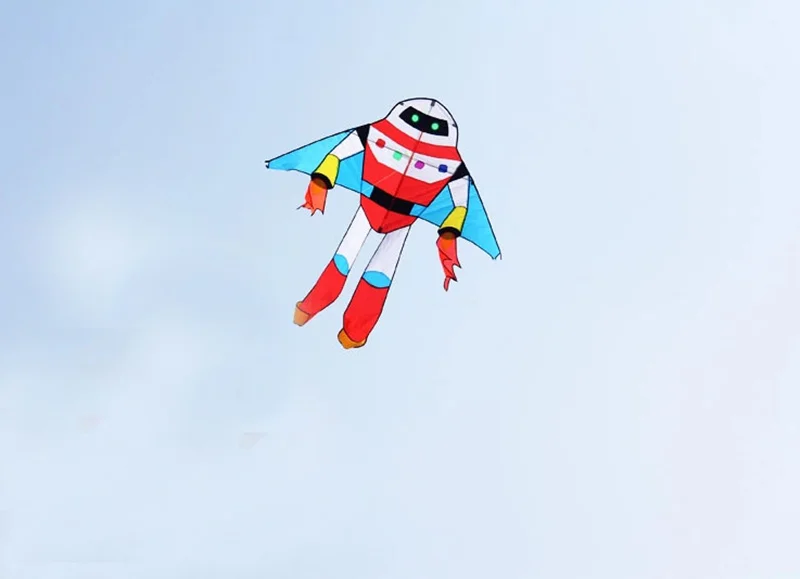 Kite Reel Line - 2m Robot Kite for Children - Perfect Windshock 3D Doos Vlieger Kite - Ultimate Kites for Adults