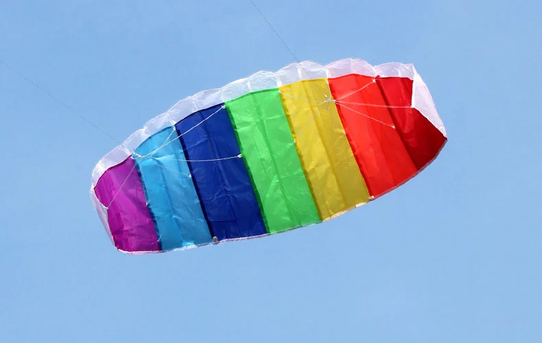 Rainbow Sports Beach Kite - Professional 1.4/2/2.7m Dual Line Parafoil Kite with Control Bar, Power Braid for Sailing Kitesurfing