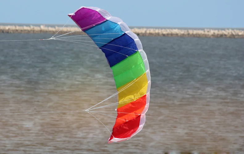 Rainbow Sports Beach Kite - Professional 1.4/2/2.7m Dual Line Parafoil Kite with Control Bar, Power Braid for Sailing Kitesurfing