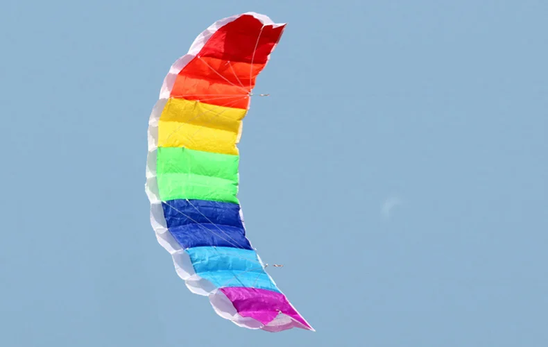Rainbow Sports Beach Kite - Professional 1.4/2/2.7m Dual Line Parafoil Kite with Control Bar, Power Braid for Sailing Kitesurfing