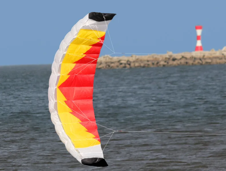 Easy-to-Fly 2m Dual Line Parafoil Parachute Kite for Beach Fun - Includes Kite Handle and String - Sports Beach Kite