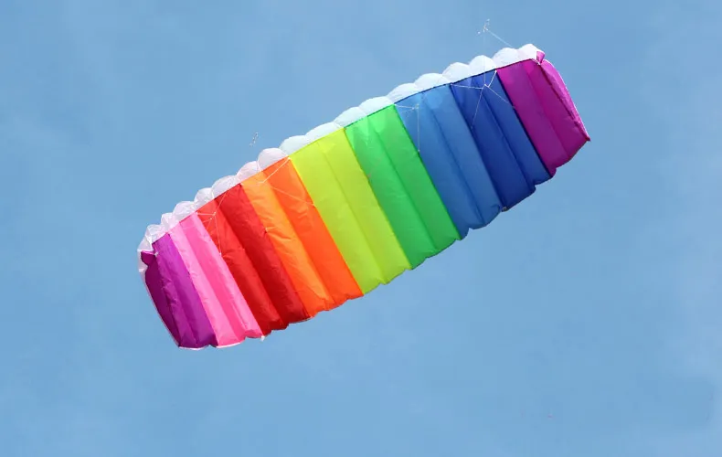 Rainbow Sports Beach Kite - Professional 1.4/2/2.7m Dual Line Parafoil Kite with Control Bar, Power Braid for Sailing Kitesurfing