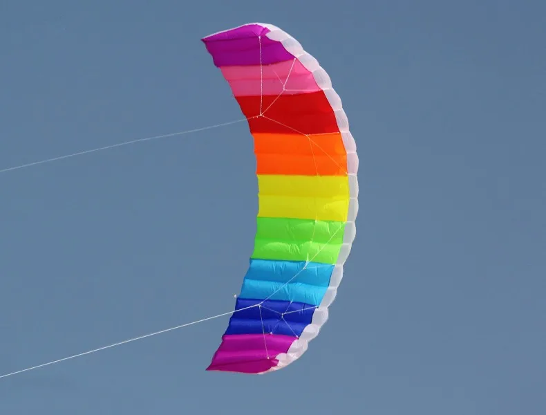 Rainbow Sports Beach Kite - Professional 1.4/2/2.7m Dual Line Parafoil Kite with Control Bar, Power Braid for Sailing Kitesurfing