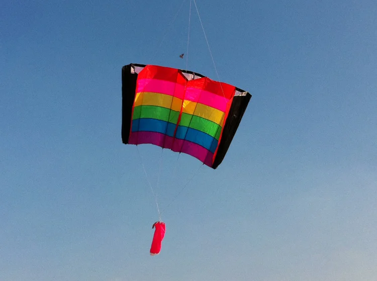 Single Line Rainbow Kite with Handle and String - Ideal for Outdoor Fun Sports, Easy and Good Flying Experience