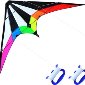 Good Flying 48 Inch Rainbow Professional Dual Line Stunt Kite - Complete with Handle and Line - Ultimate Bird Kite Experience
