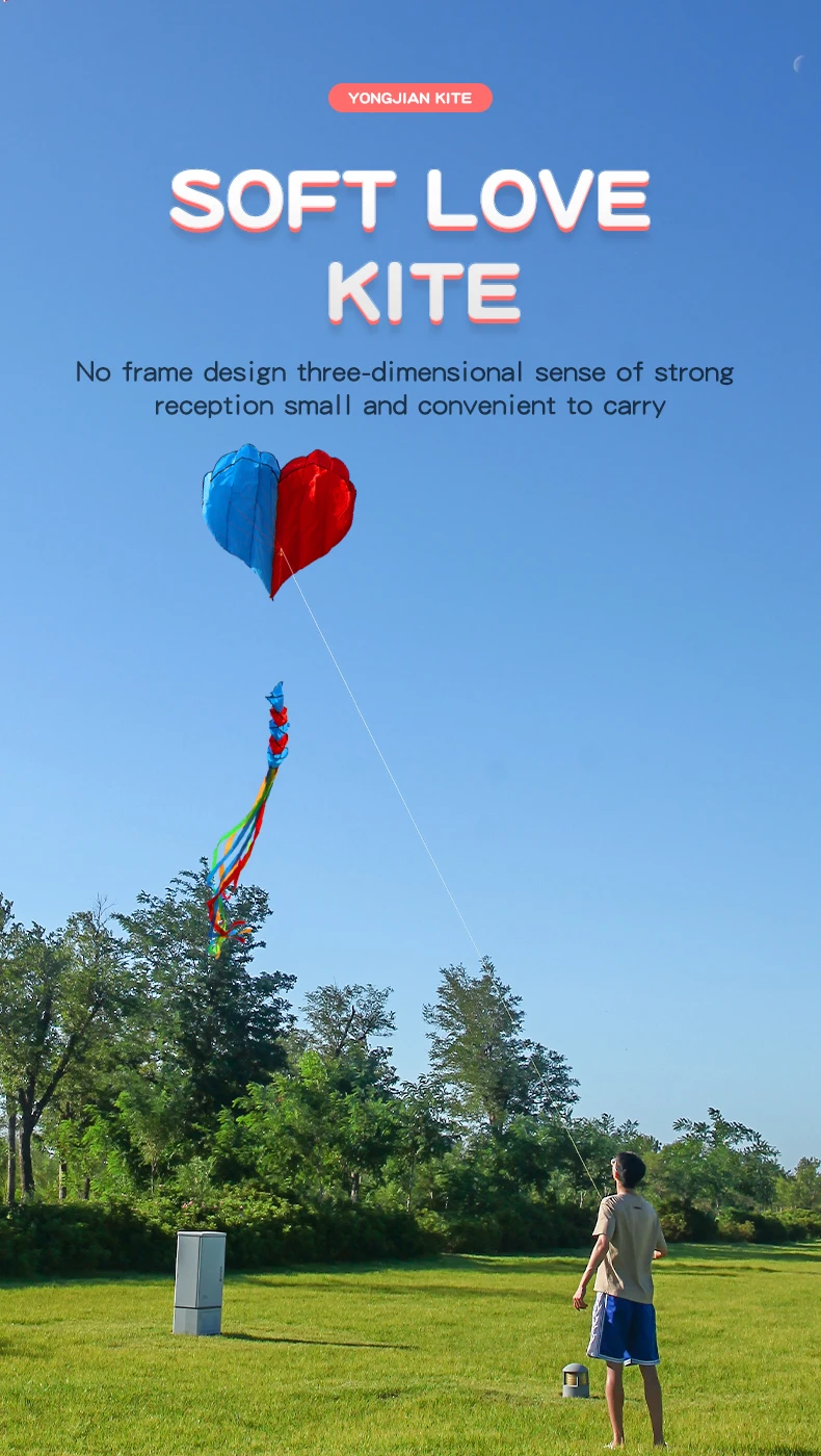 Inflatable Professional Kites - Large 3D Love Heart Kite for Adults - Outdoor Soft Kite Toy for Unforgettable Flying Experience