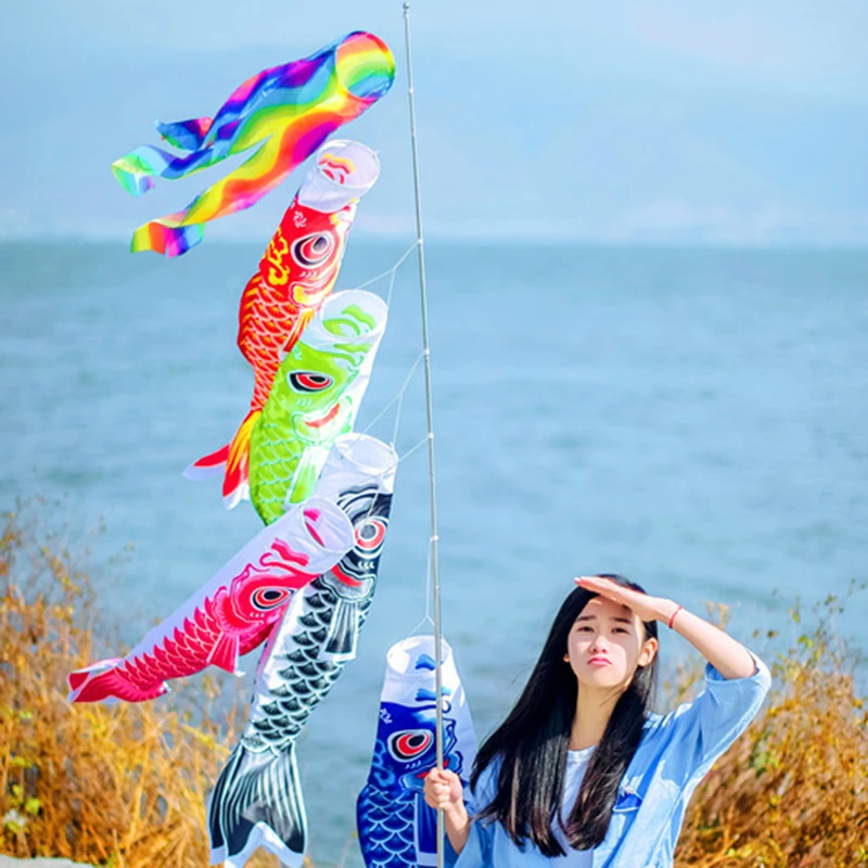 Colorful Fish Flag Hanging Outdoor Toy - Koi Nobori Carp Wind Socks, 40/70/100CM Fish Kite for Kids - Koinobori Inspired Fun