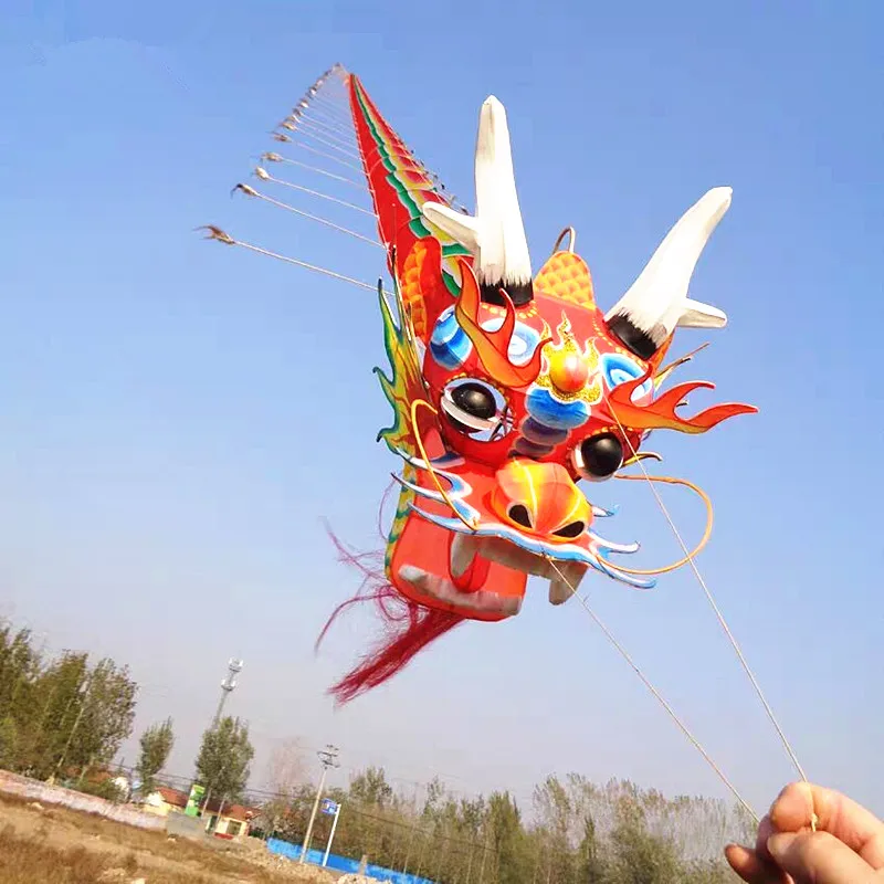 Kite Set for Adults - Traditional Chinese Dragon Kite with Flying Handle Line - Premium Outdoor Game Toys for Enthusiasts