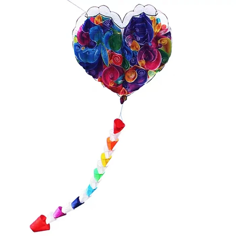 Inflatable Nylon Adult Kite - Heart Kite Design | Tear-Resistant, Easy-to-Fly Cometa Gigante for Kids | Soft, Heart-Shaped Soaring Experience