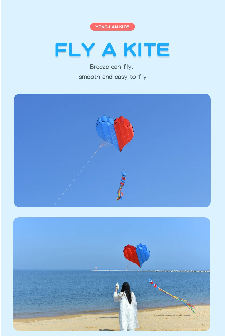 Inflatable Professional Kites - Large 3D Love Heart Kite for Adults - Outdoor Soft Kite Toy for Unforgettable Flying Experience