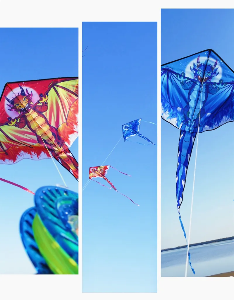 Outdoor Toys for Kids - Dragon Kites Flying Set - Fun and Colorful Children's Kites