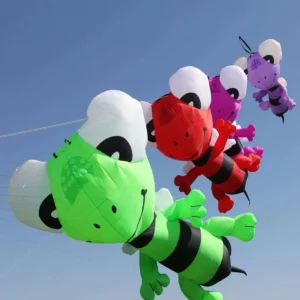 30D Ripstop Nylon Fabric Bee Kite - 3m Line Laundry Pendant Soft Inflatable Show Kite for Kite Festival