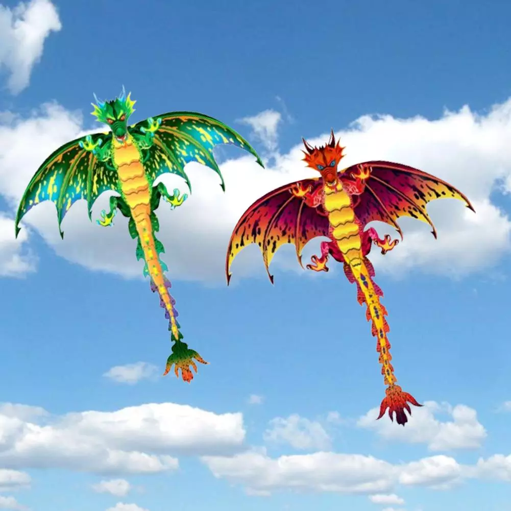 Multicolor Dragon Kite - Easy to Fly with Laser Engraving Pterosaurs Design - Perfect for Kids and Children