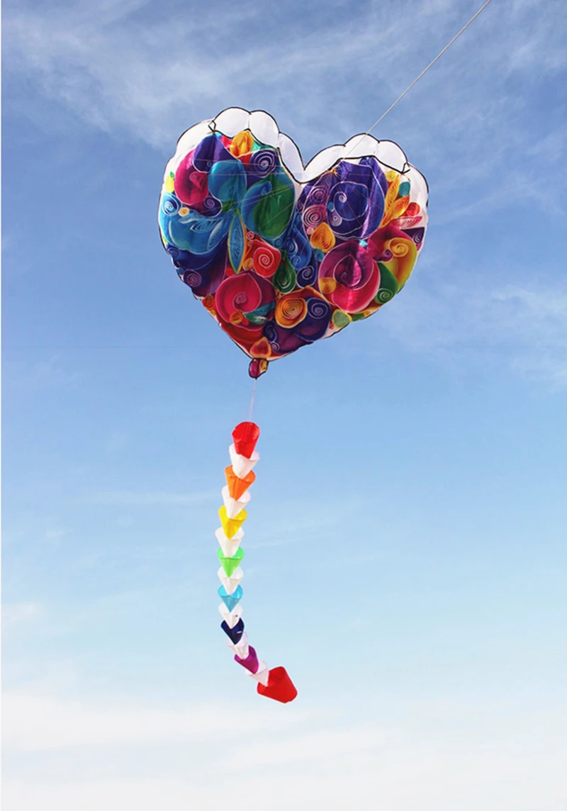 Inflatable Nylon Adult Kite - Heart Kite Design | Tear-Resistant, Easy-to-Fly Cometa Gigante for Kids | Soft, Heart-Shaped Soaring Experience