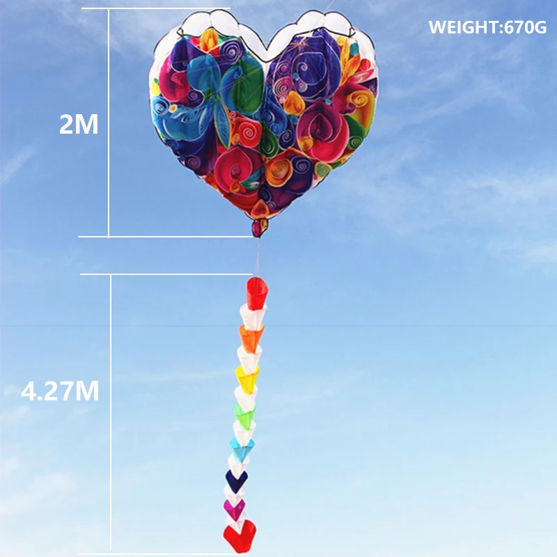 Inflatable Nylon Adult Kite - Heart Kite Design | Tear-Resistant, Easy-to-Fly Cometa Gigante for Kids | Soft, Heart-Shaped Soaring Experience