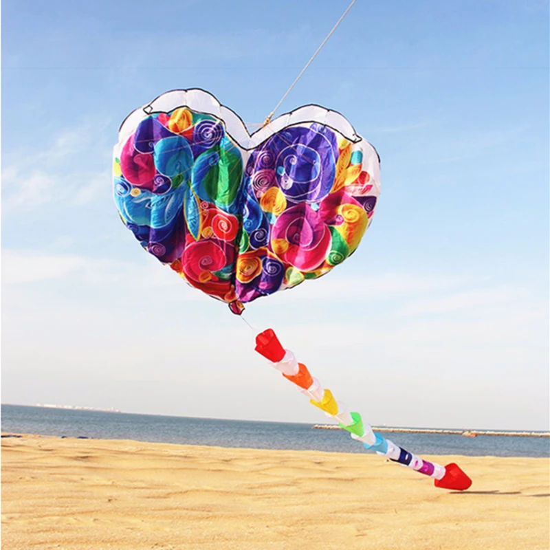 Inflatable Nylon Adult Kite - Heart Kite Design | Tear-Resistant, Easy-to-Fly Cometa Gigante for Kids | Soft, Heart-Shaped Soaring Experience