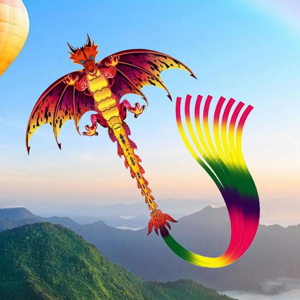Multicolor Dragon Kite - Easy to Fly with Laser Engraving Pterosaurs Design - Perfect for Kids and Children