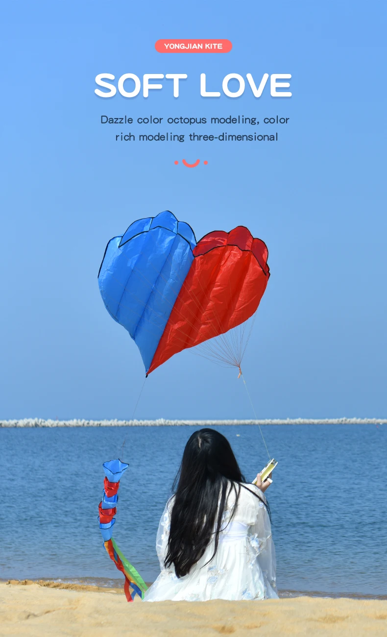 Inflatable Professional Kites - Large 3D Love Heart Kite for Adults - Outdoor Soft Kite Toy for Unforgettable Flying Experience