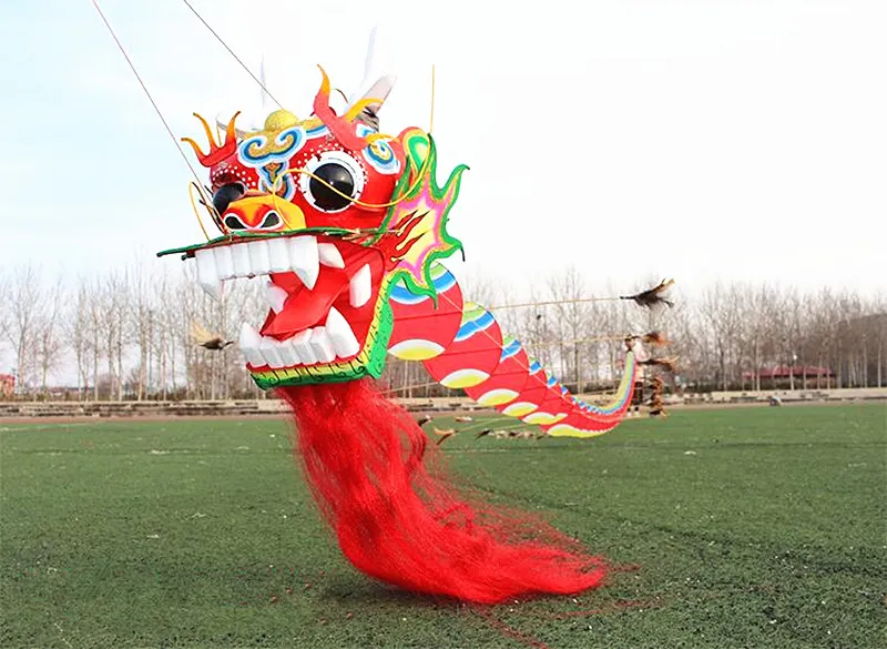 Kite Set for Adults - Traditional Chinese Dragon Kite with Flying Handle Line - Premium Outdoor Game Toys for Enthusiasts