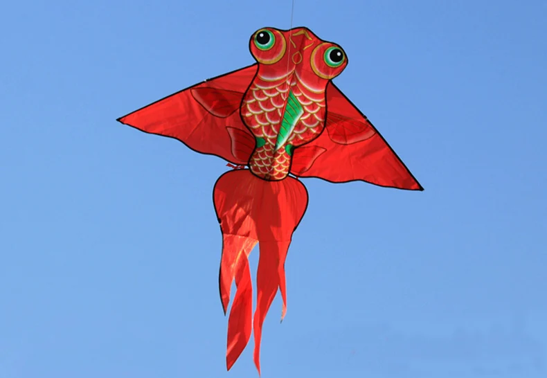 Large Easy-Flyer Goldfish Kites for Kids and Adults - High-Quality Outdoor Fun with String and Handle goldfish kites